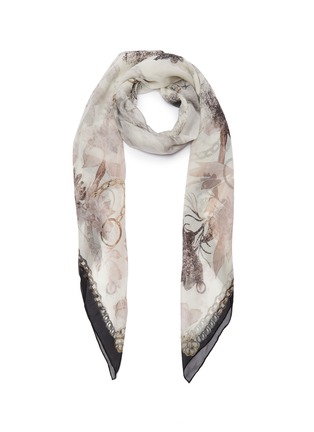 Main View - Click To Enlarge - ALEXANDER MCQUEEN - Floral Overprint Silk Shawl