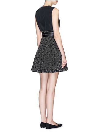 Back View - Click To Enlarge - VICTORIA, VICTORIA BECKHAM - Textured organza skirt belted faille dress
