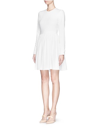 Front View - Click To Enlarge - VICTORIA, VICTORIA BECKHAM - Drawstring open back textured cady dress