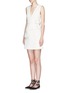 Front View - Click To Enlarge - VICTORIA, VICTORIA BECKHAM - Asymmetric overlay wool crepe belted dress