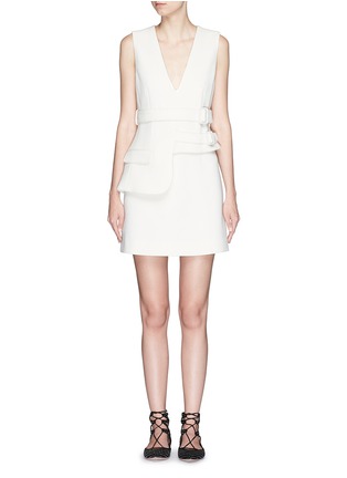 Main View - Click To Enlarge - VICTORIA, VICTORIA BECKHAM - Asymmetric overlay wool crepe belted dress