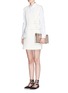 Figure View - Click To Enlarge - VICTORIA, VICTORIA BECKHAM - Asymmetric overlay wool crepe belted dress