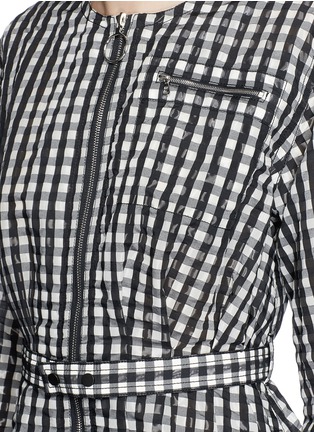 Detail View - Click To Enlarge - VICTORIA, VICTORIA BECKHAM - Gingham check cloqué belted zip dress