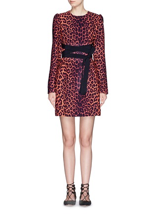 Main View - Click To Enlarge - VICTORIA, VICTORIA BECKHAM - Leopard print cross sash tie crepe dress