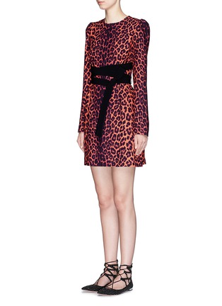 Figure View - Click To Enlarge - VICTORIA, VICTORIA BECKHAM - Leopard print cross sash tie crepe dress