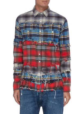 Main View - Click To Enlarge - R13 - Panelled plaid shirt