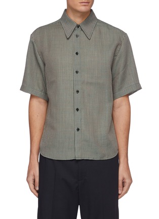 Main View - Click To Enlarge - CORNERSTONE - Point Collar Mini Checker Print Bowling Shirt