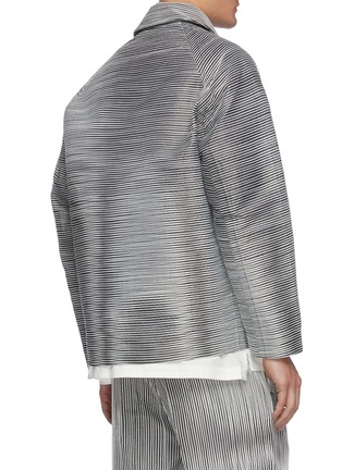 Back View - Click To Enlarge - CORNERSTONE - Exaggerated Collar Horizontal Stripe Shirt Jacket