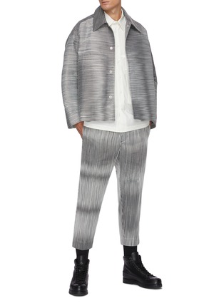 Figure View - Click To Enlarge - CORNERSTONE - Exaggerated Collar Horizontal Stripe Shirt Jacket