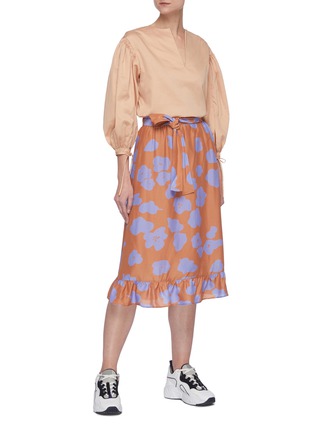 Figure View - Click To Enlarge - SHORT SENTENCE - Floral print belted ruffle skirt