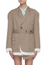 Main View - Click To Enlarge - SHORT SENTENCE - Patch Pockets Belted Single Breast Blazer