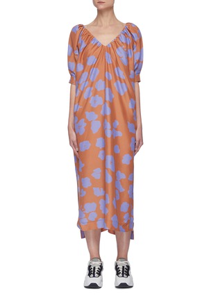 Main View - Click To Enlarge - SHORT SENTENCE - Floral print gathered neck dress