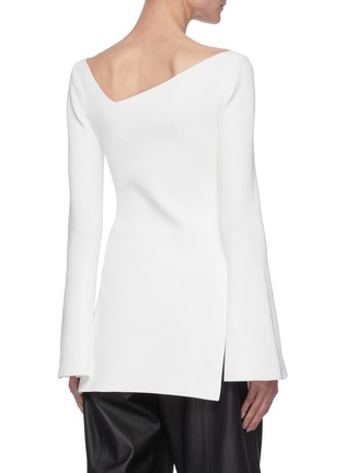 Back View - Click To Enlarge - PROENZA SCHOULER - Asymmetric Boat Neck Side Slit Knitted Top