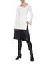 Figure View - Click To Enlarge - PROENZA SCHOULER - Asymmetric Boat Neck Side Slit Knitted Top