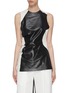Main View - Click To Enlarge - PROENZA SCHOULER - Mixed Leather Combo Colourblock Ruched Top
