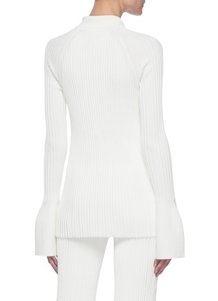 Back View - Click To Enlarge - PROENZA SCHOULER - Spread Collar Flared Cuff Rib Cardigan
