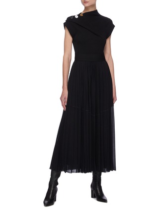 Figure View - Click To Enlarge - PROENZA SCHOULER - Button Detail Ruffle Hem Midi Dress