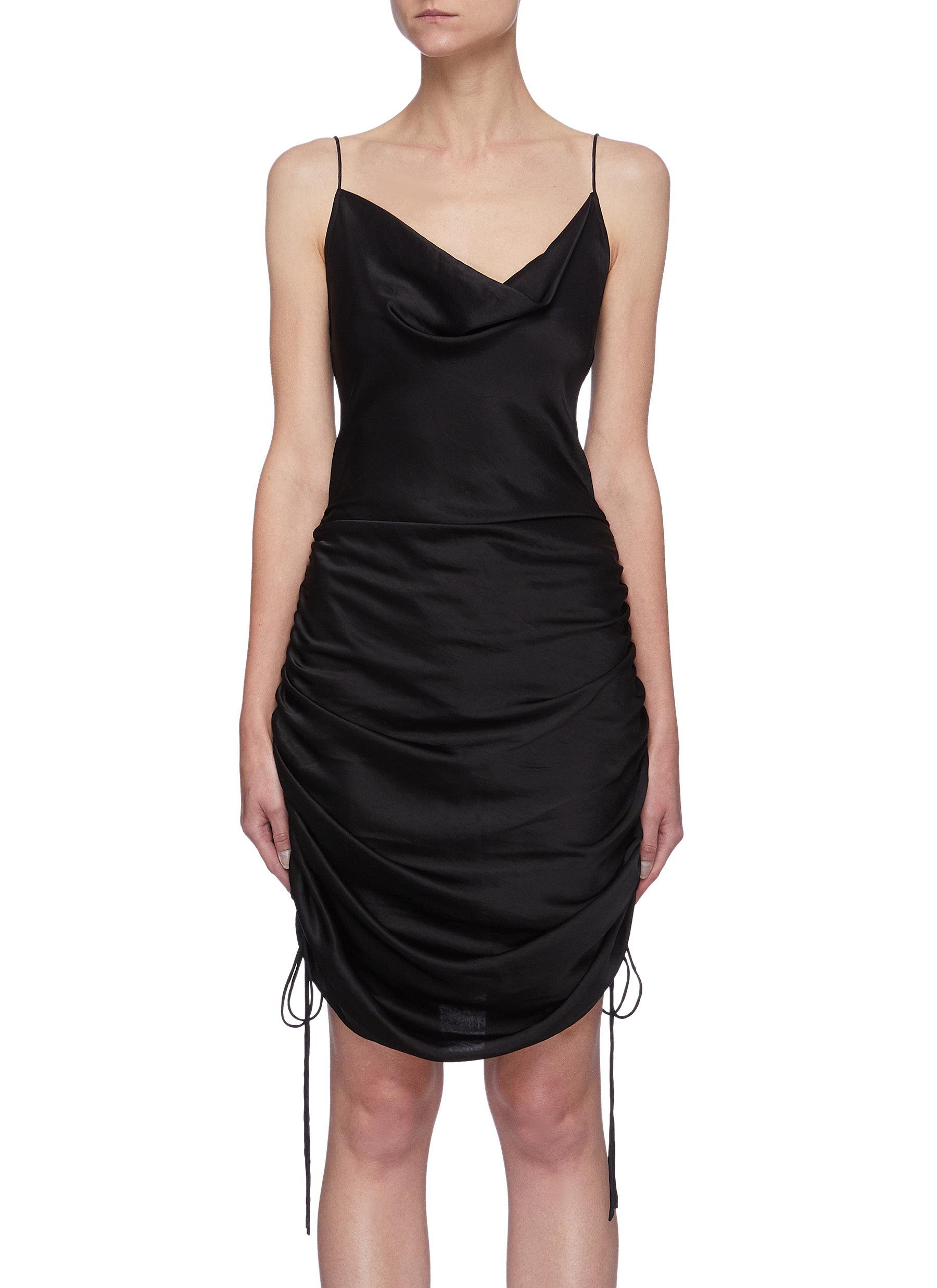 drawstring silk dress