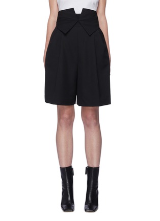 Main View - Click To Enlarge - SANS TITRE - Origami Belt Detail Pleated Shorts