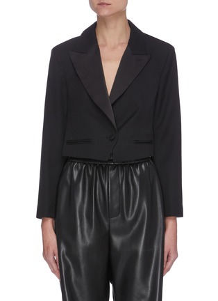 Main View - Click To Enlarge - SANS TITRE - Drape Open Back Crop Blazer