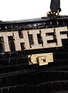 Detail View - Click To Enlarge - MAWI - 'Thief' Swarovski crystal slogan leather satchel