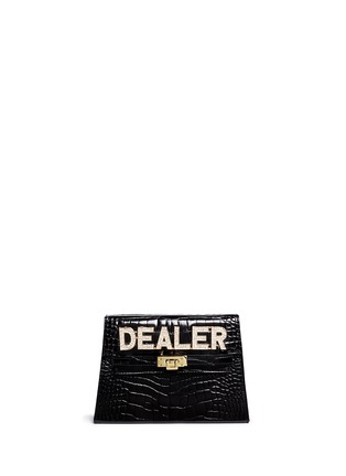 Main View - Click To Enlarge - MAWI - 'Dealer' Swarovski crystal slogan leather clutch