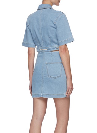 Back View - Click To Enlarge - NANUSHKA - 'Taylor' Cut Out Drawstrings Waist Denim Mini Shirt Dress