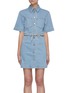 Main View - Click To Enlarge - NANUSHKA - 'Taylor' Cut Out Drawstrings Waist Denim Mini Shirt Dress