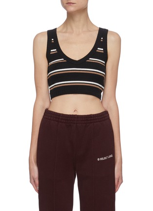 Main View - Click To Enlarge - NINETY PERCENT - Striped V-neck crop top