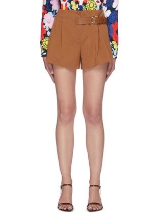 Main View - Click To Enlarge - ALICE & OLIVIA - 'Adeline' Side Belt Detail Pleated Shorts