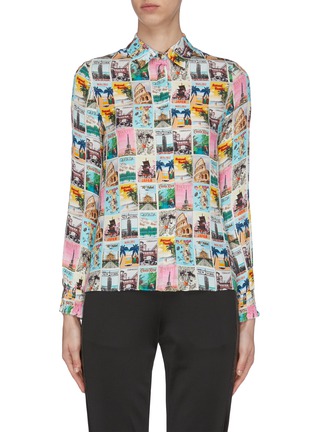 Main View - Click To Enlarge - ALICE & OLIVIA - 'Willa' All-over Postcard Print Spread Collar Shirt