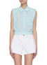Main View - Click To Enlarge - ALICE & OLIVIA - 'Arielle' Padded Shoulder Crop Sleeveless Shirt
