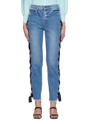 Main View - Click To Enlarge - ALICE & OLIVIA - 'Shayna' Ribbon Lace Up Jeans
