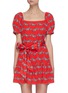 Main View - Click To Enlarge - ALICE & OLIVIA - 'Collette' Zebra Print Square Neck Puff Sleeve Mini Dress