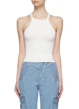 Main View - Click To Enlarge - ALICE + OLIVIA - 'Cabot' high neck racerback crop top