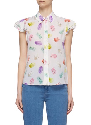 Main View - Click To Enlarge - ALICE & OLIVIA - 'Eli' macaroon print flutter sleeve top