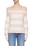 Main View - Click To Enlarge - ALICE & OLIVIA - 'Bauer' off-shoulder striped open knit top