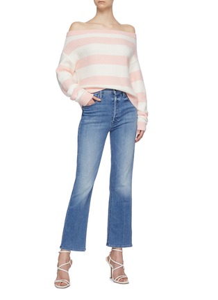 Figure View - Click To Enlarge - ALICE & OLIVIA - 'Bauer' off-shoulder striped open knit top