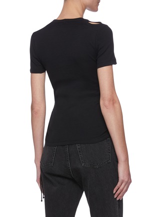 Back View - Click To Enlarge - HELMUT LANG - Double rib shoulder cut-out T-shirt