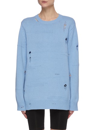 Main View - Click To Enlarge - HELMUT LANG - Oversize Distressed Crewneck Sweater