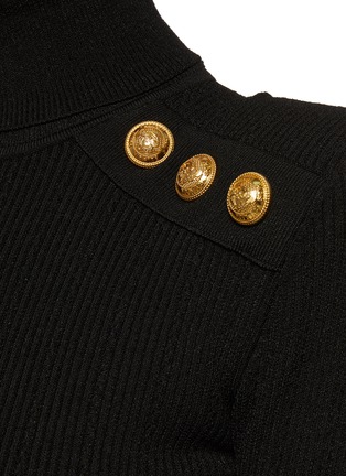  - BALMAIN - Gold-tone button mock neck sweater