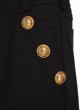  - BALMAIN - Logo Embossed Button Detail Low Rise Cotton Piqué Shorts