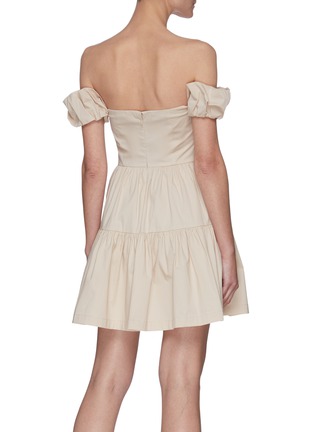 Back View - Click To Enlarge - STAUD - 'Mini Elio' Off-shoulder Tiered Pleat Dress