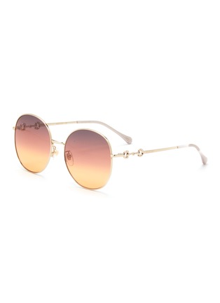 Main View - Click To Enlarge - GUCCI - Round metal frame gradient sunglasses
