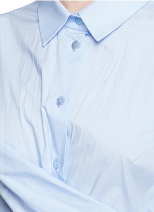 Detail View - Click To Enlarge - CARVEN - Ladder stitch hem cotton poplin shirt dress