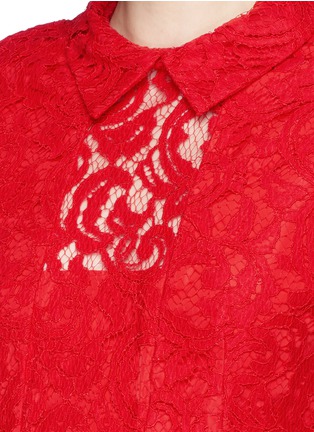 Detail View - Click To Enlarge - CARVEN - Sheer panel floral guipure lace dress