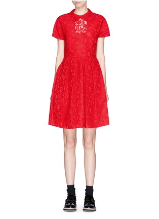 Main View - Click To Enlarge - CARVEN - Sheer panel floral guipure lace dress