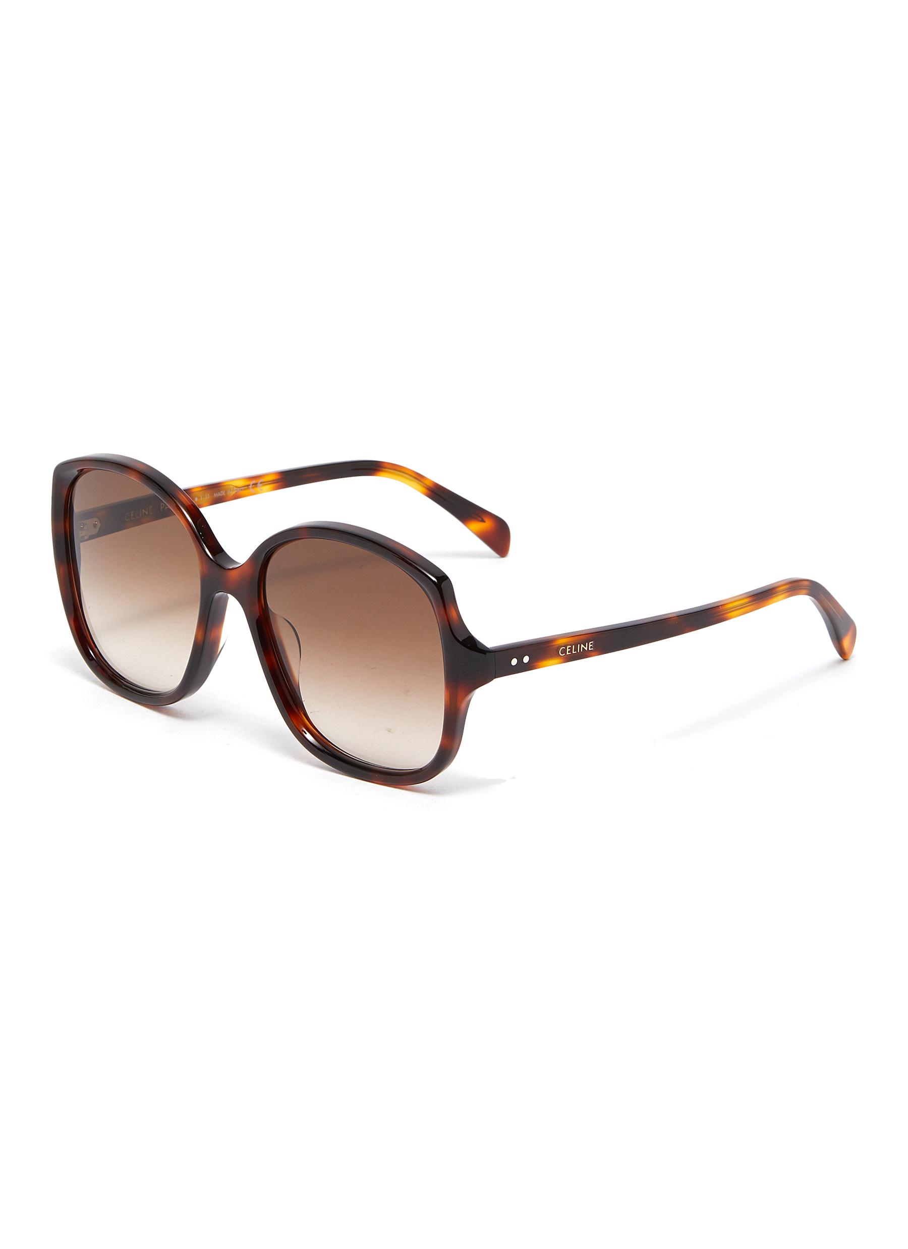 Celine Tortoiseshell Effect Acetate Angular Frame Sunglasses In Multi-colour