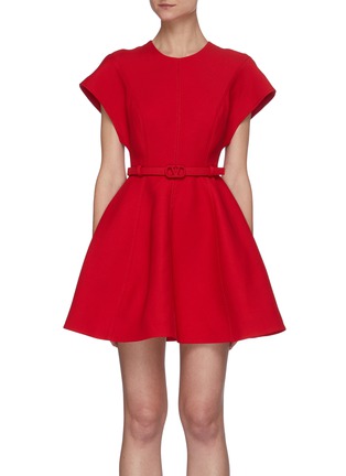Main View - Click To Enlarge - VALENTINO GARAVANI - Cap sleeve belted mini dress