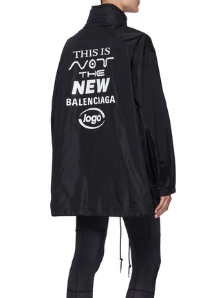 Back View - Click To Enlarge - BALENCIAGA - Logo Print Nylon Rain Jacket
